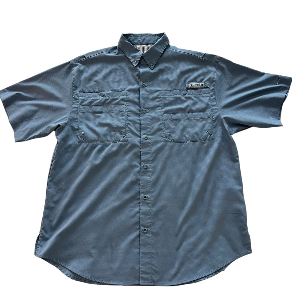 Columbia PFG Tamiami II Short Sleeve Blue Casual Button Down Shirt Size Medium